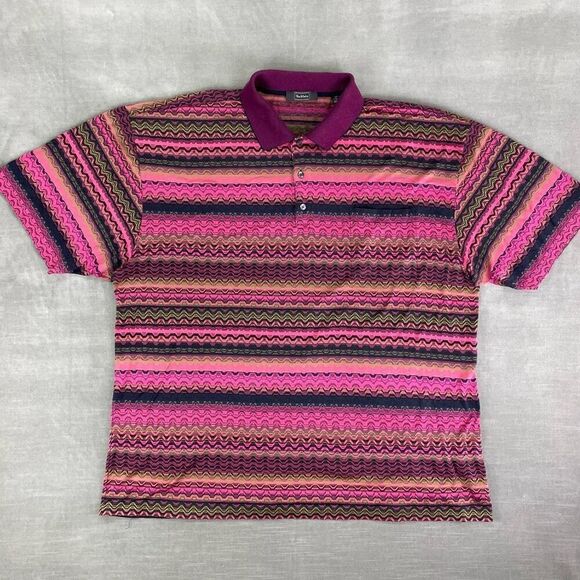 Vira Club Shirt Mens 3XB Pink Purple 3-D Funky Print‎ Performance Golf Polo - Picture 1 of 9